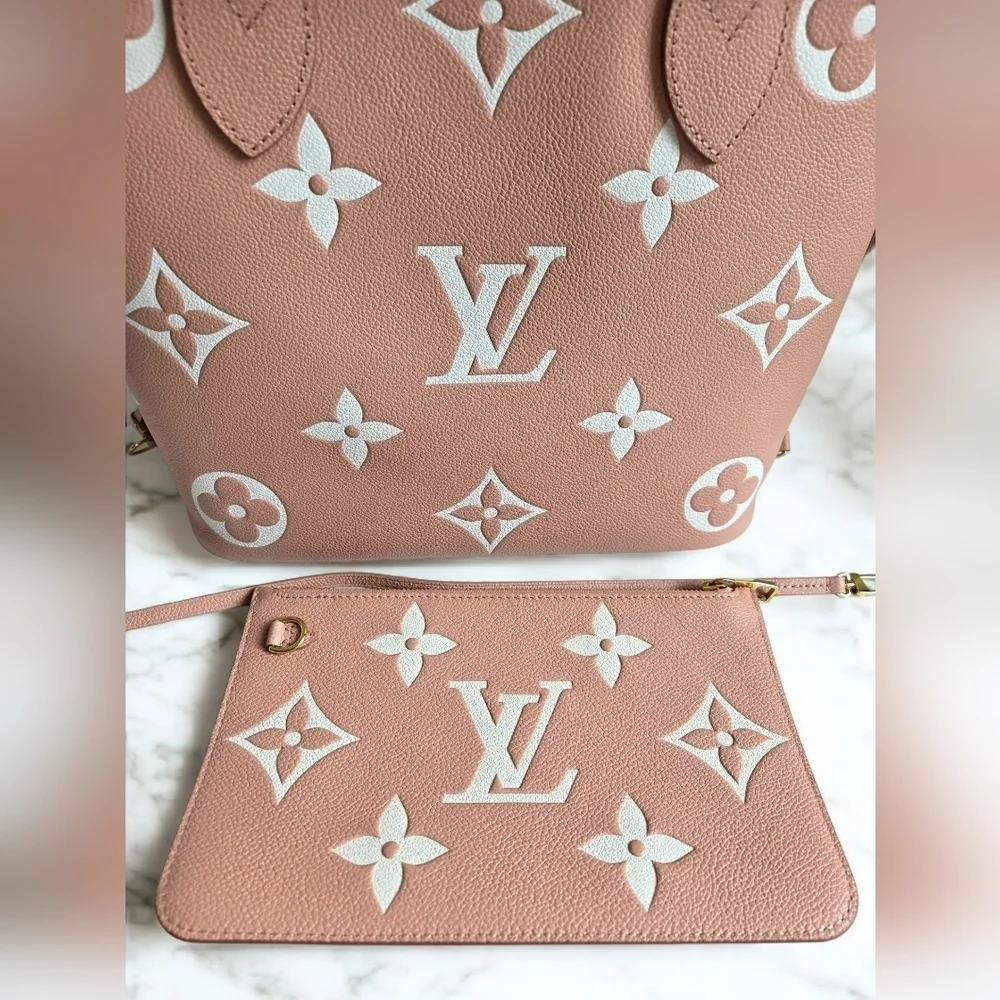 LV Empreinte Monogram Neverfull MM Trianon Pink Cream